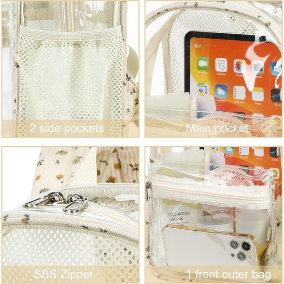 New Beautiful Clear Flowers Small Backpack for Girls, Women's (12x12x6) - Picture 6 of 9